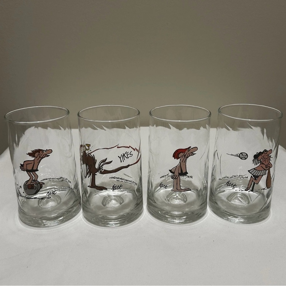 Vintage B.C. Ice Age Comic 1981 Arby's Collectors Series Glasses Set of 4